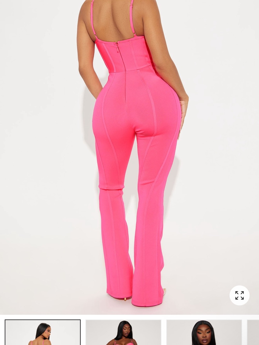 Fashion Nova Hot Pink Bustier Flare Jumpsuit - Picture 3 of 3
